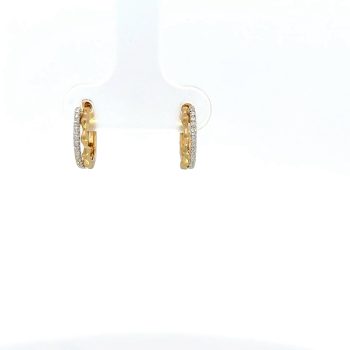 Two-tone gold and diamond huggies