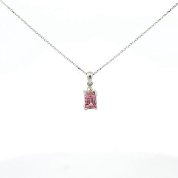 Maine mined pink tourmaline and diamond pendant