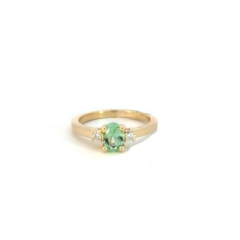 Maine mined green tourmaline and diamond ring