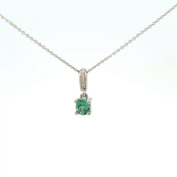 Maine mined tourmaline and diamond pendant