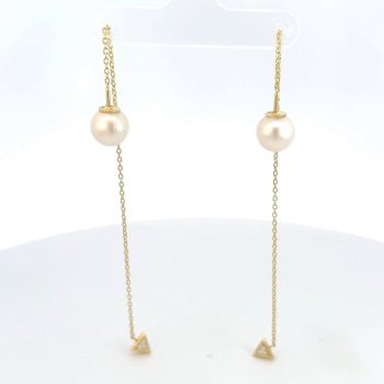 Pearl and Diamond Threader Earrings