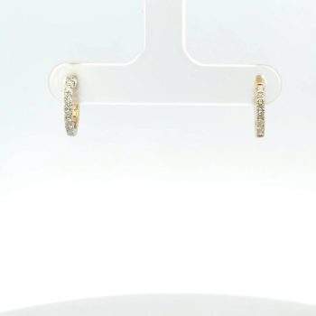 diamond and yellow gold huggies