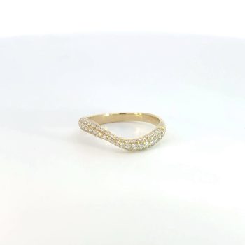 yellow gold and diamond wave ring