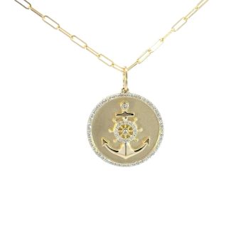 anchor and ships wheel medallion necklace