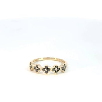 yellow gold and black diamond clover ring