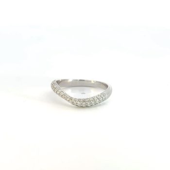 white gold and diamond wave ring