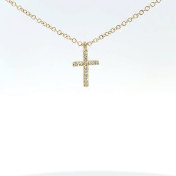 Yellow gold and diamond cross